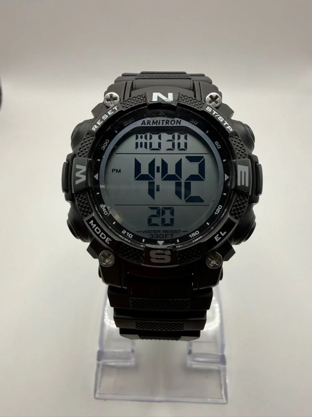 ARMITRON MENS PRO SPORT CHRONOGRAPH BLACK RESIN STRAP WATCH 40mm